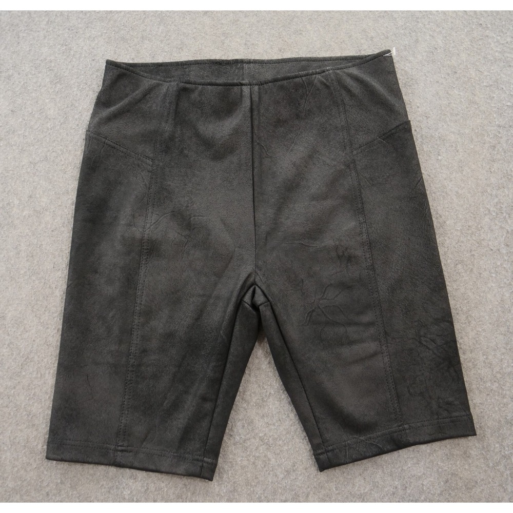 Free People Shorts Womens Small Black Bike Heatwave Faux Suede Stretch New